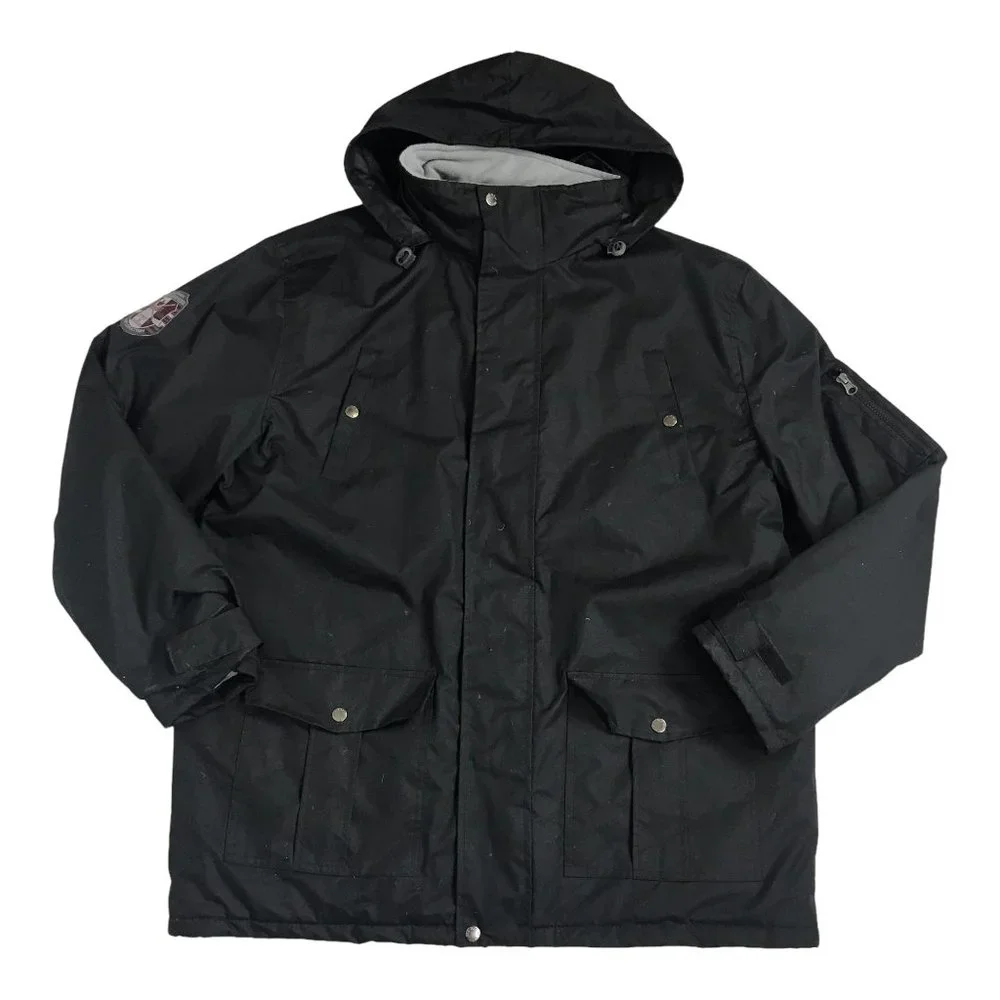 Atlas For Men Black Jacket Coat Sz Large Removable Hood Pockets Hockey Champions - Picture 1 of 12